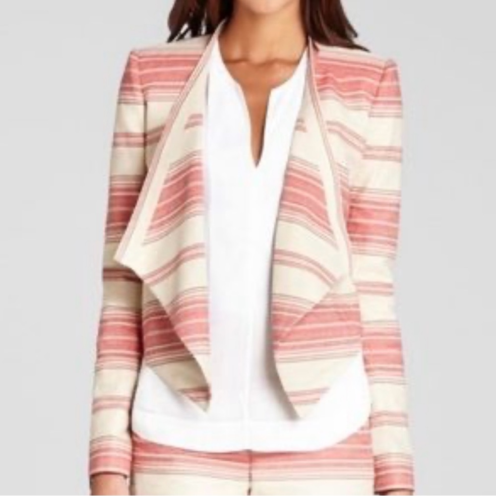 BCBGMaxAzria Red and Cream Striped Blazer